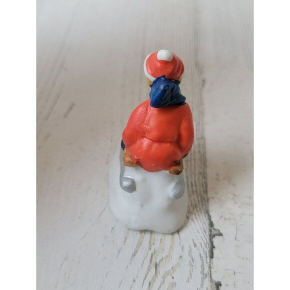 Red girl snow sledding village accessory xmas decor - Picture 5 of 6